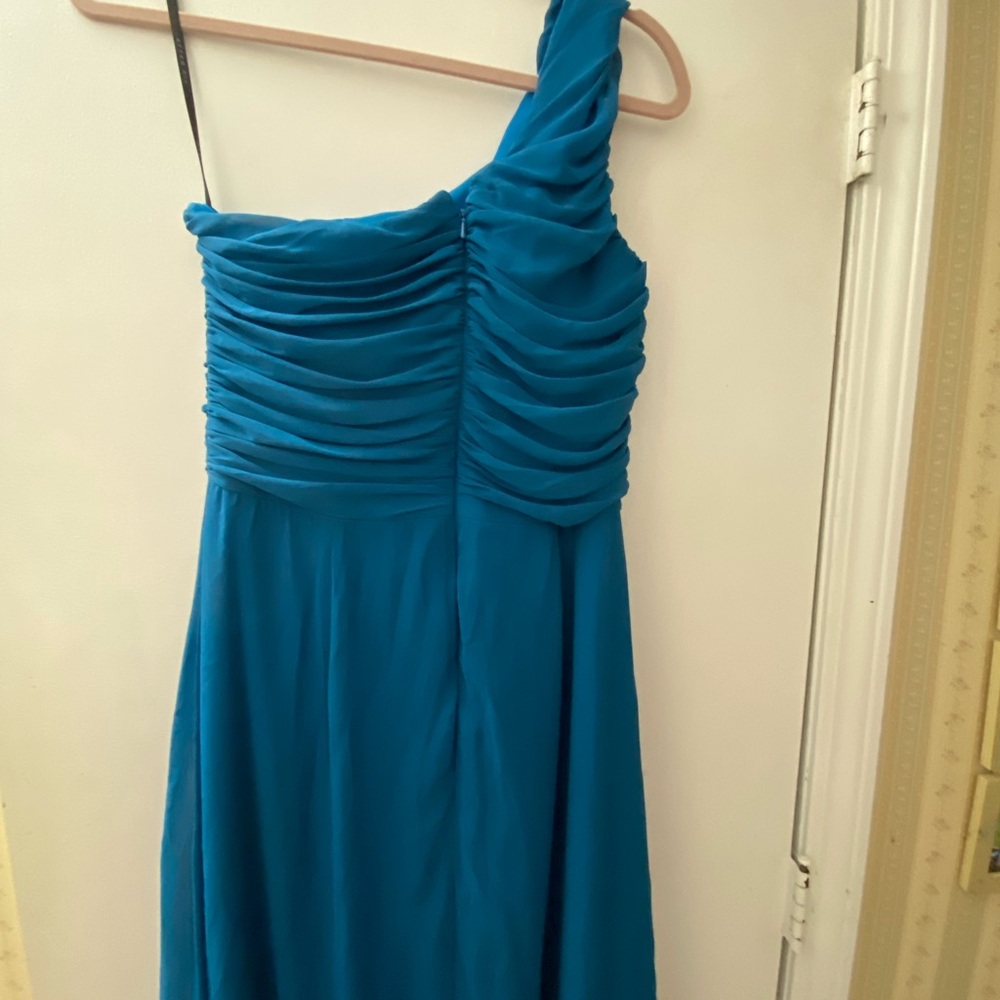 After Six Green One-Shoulder Ruched Gown Size 10